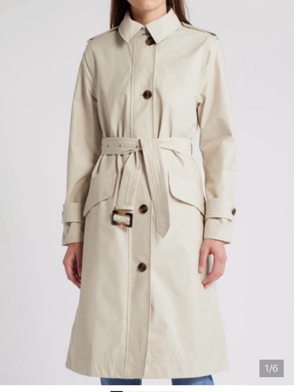 Barbour Camilla Women’s Trench Coat Waterproof Classic Mist Tortoise Belt
